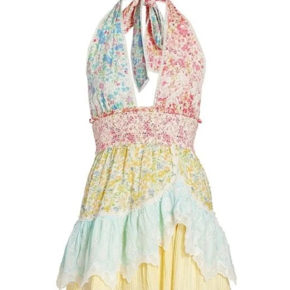 LoveShackFancy Cambria Mutli-Colored Halter Dress - Picture 3 of 3